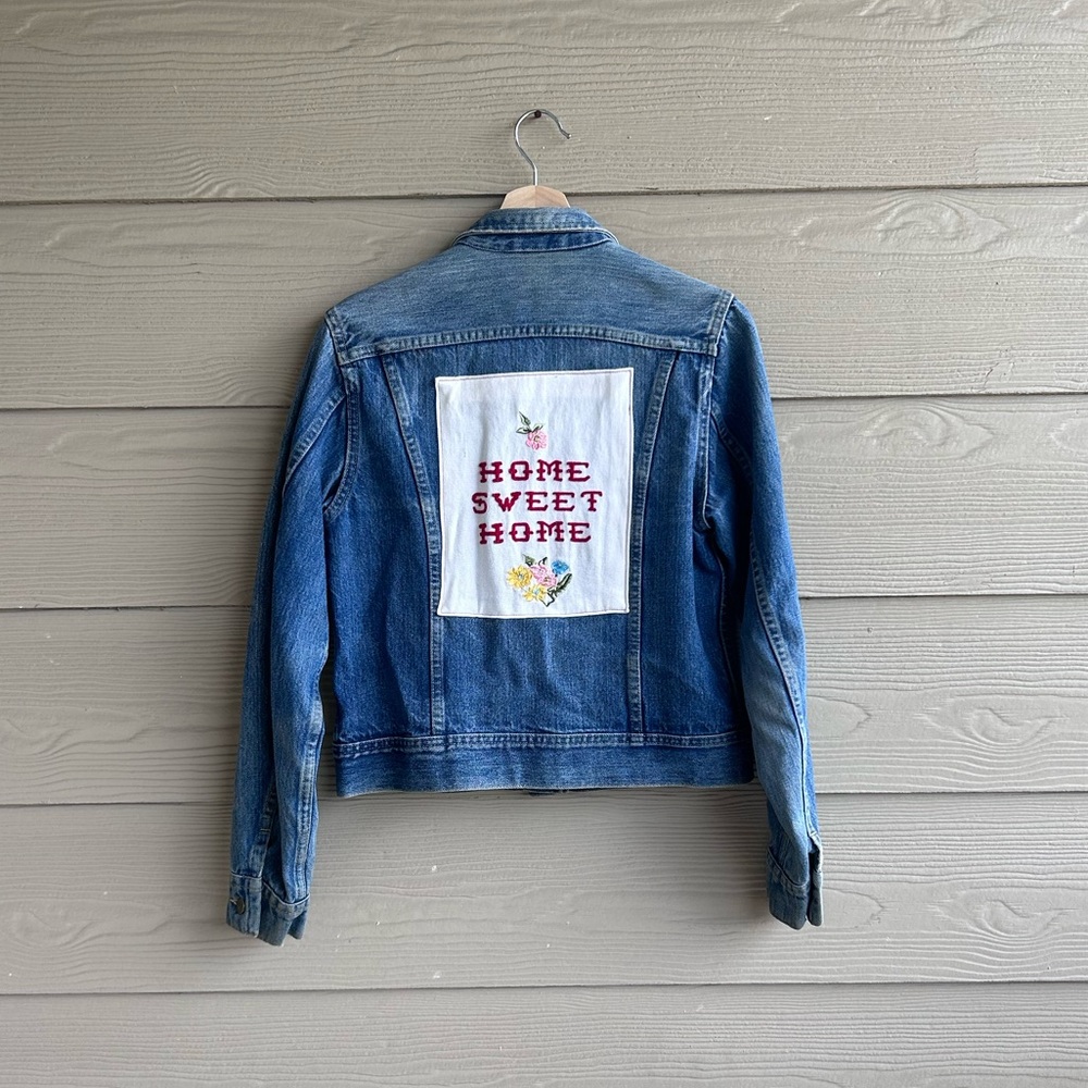 Vintage Lee Denim Jacket Patchwork Light Medium W… - image 1